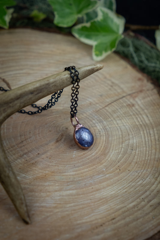 Rare Purple Star Ruby Pendant, Encased in Handcrafted Copper, Protective Gemstone for Passion Purpose and Spiritual Power