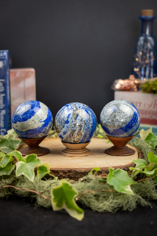 Lapis Lazuli Sphere, Crystal Ball of Truth, Wisdom, Intuition, Protection, Deep Blue Stone for Third Eye & Throat Chakra Healing