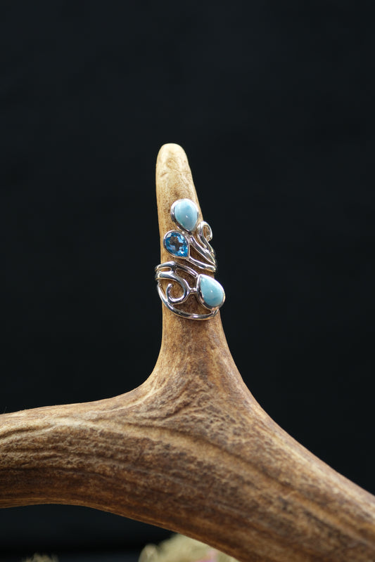 Larimar & Blue Topaz Sterling Silver Ring