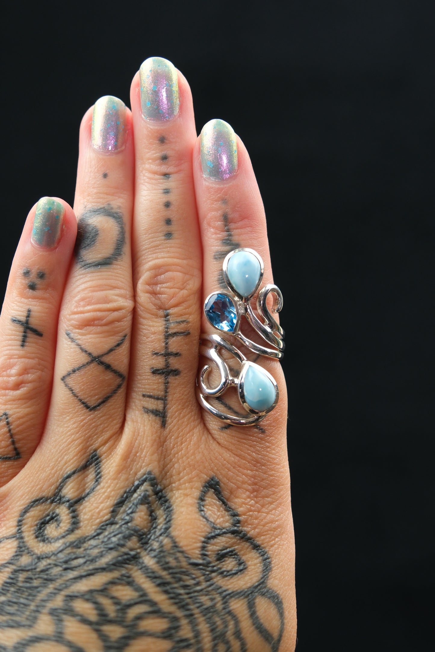 Larimar & Blue Topaz Sterling Silver Ring