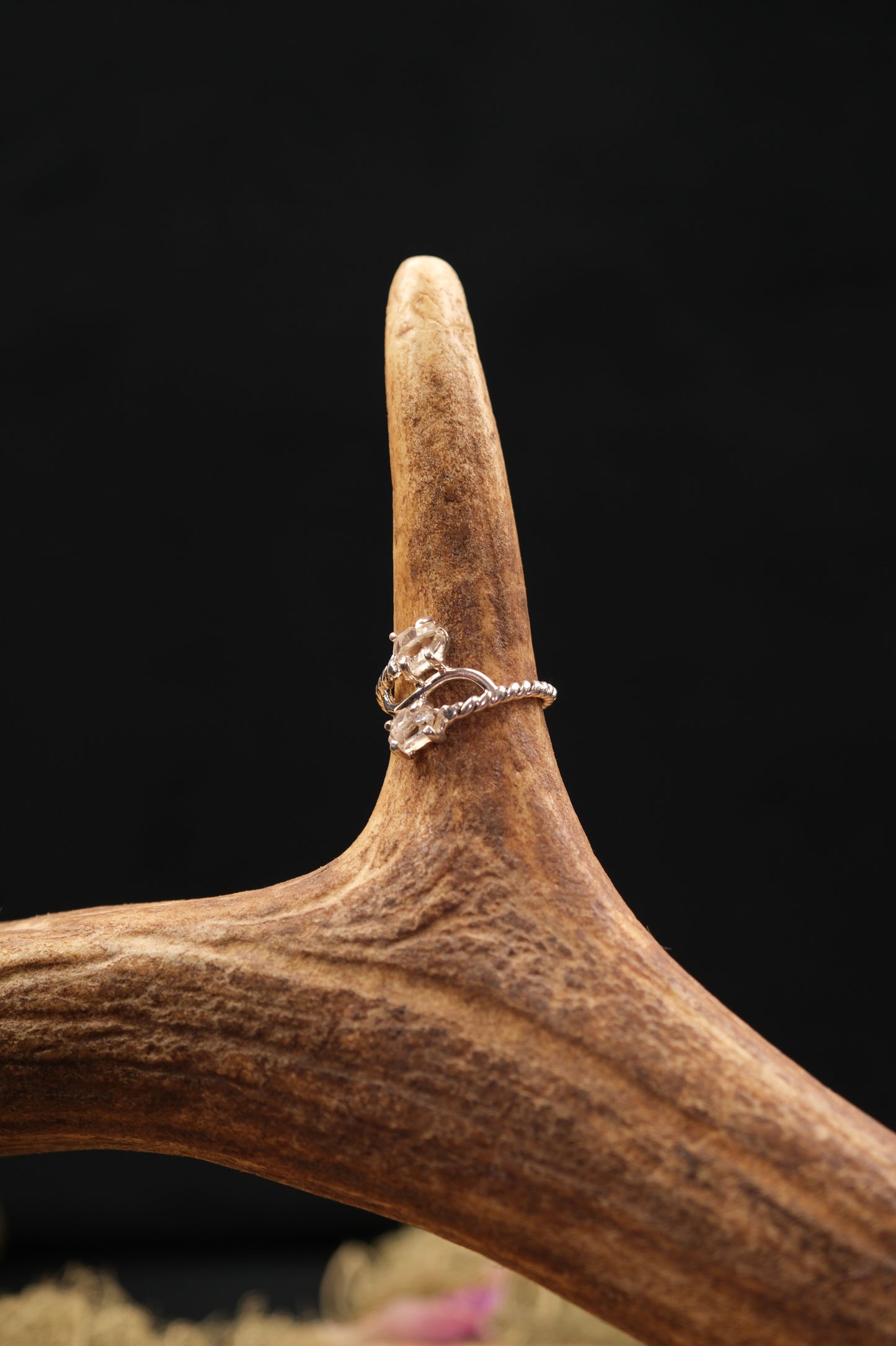 Double Herkimer Diamond Sterling Silver Ring