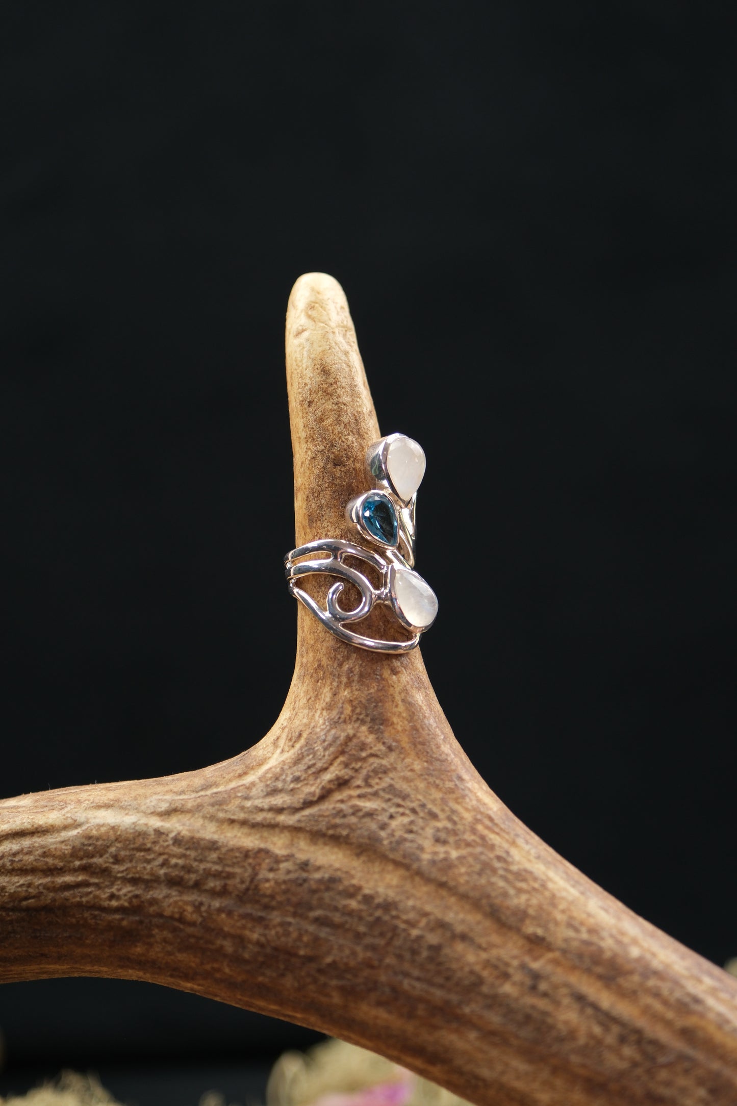 Moonstone & Blue Topaz Sterling Silver Ring
