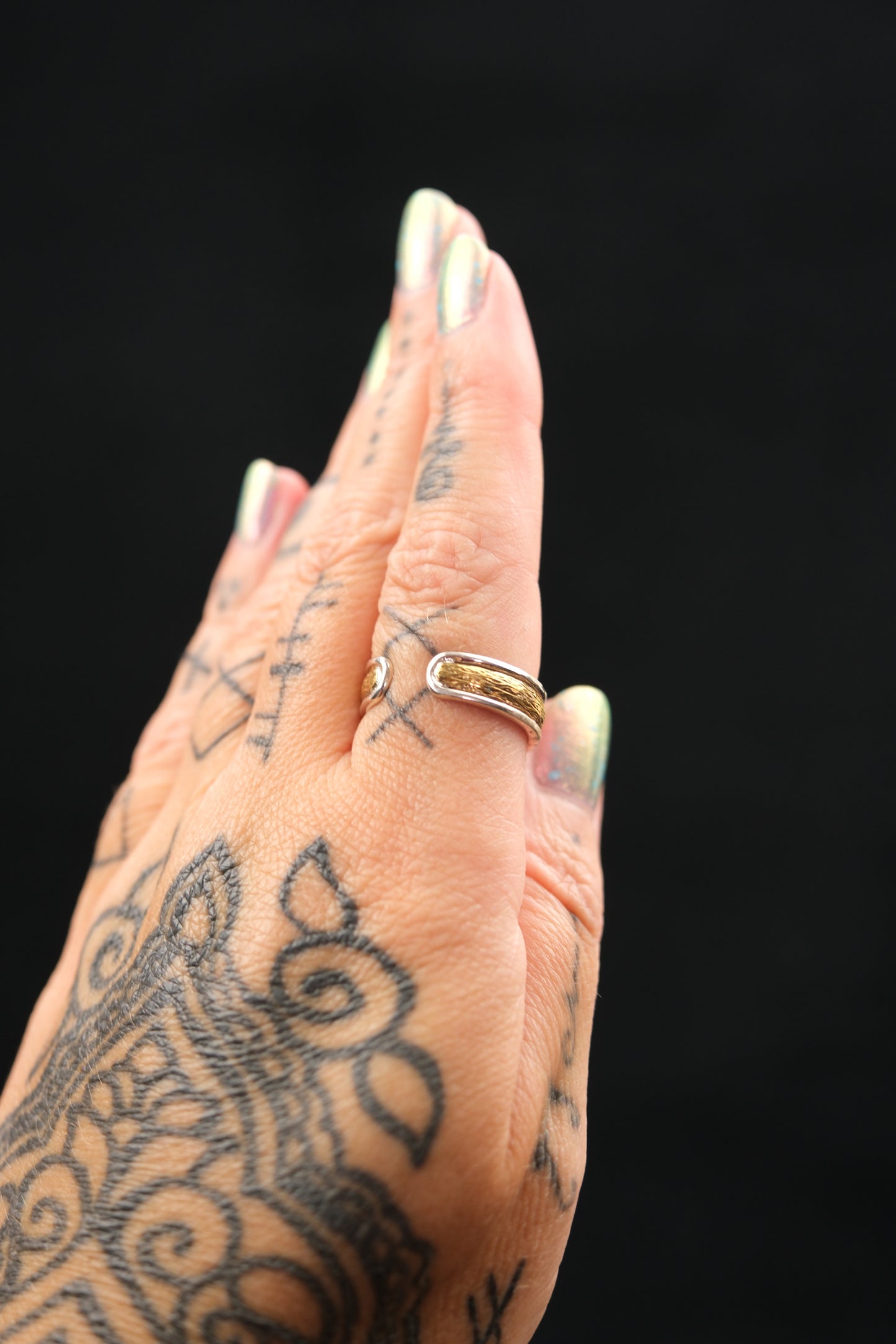 Sterling Silver & Brass Adjustable Ring