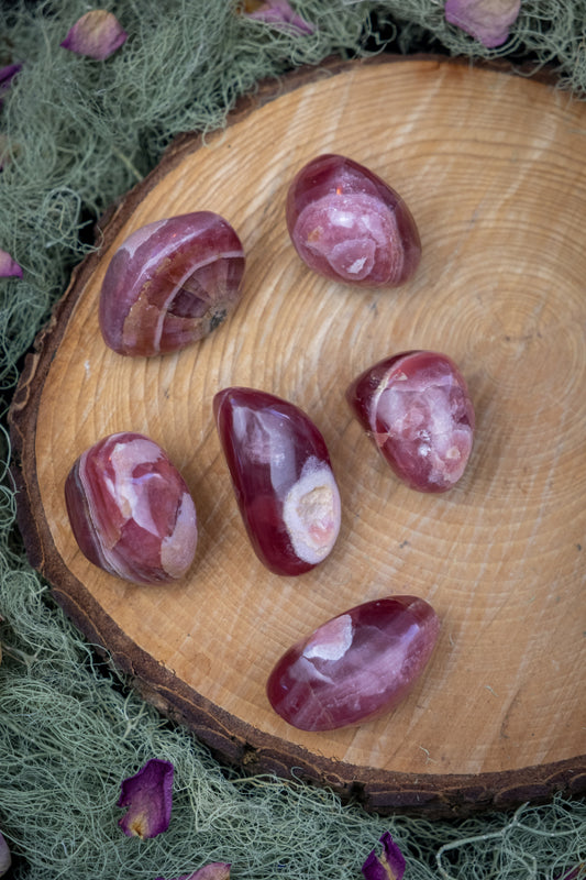 Gemmy Rhodochrosite Tumble Stone Crystal, Rare Healing Gem, Emotional Balance, Heart Chakra, Love and Joy Stone