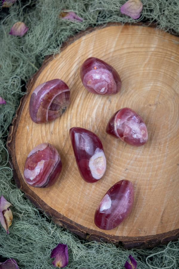 Gemmy Rhodochrosite Tumble Stone Crystal, Rare Healing Gem, Emotional Balance, Heart Chakra, Love and Joy Stone