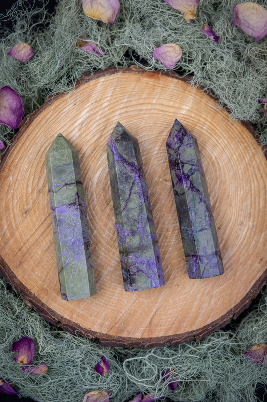Atlantisite Crystal Point, Natural Healing Stone for Spiritual Growth Protection and Heart Chakra Balance