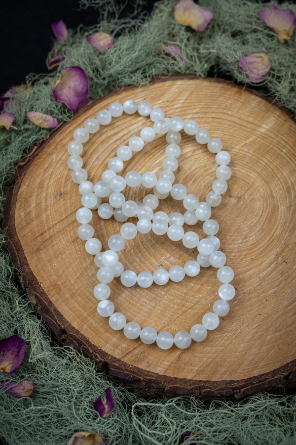 White Moonstone Bracelet 4mm, High Grade Crystal Beads, Flashy Gemstone, Healing Moon Stone Jewellery for Intuition and Feminine Energy