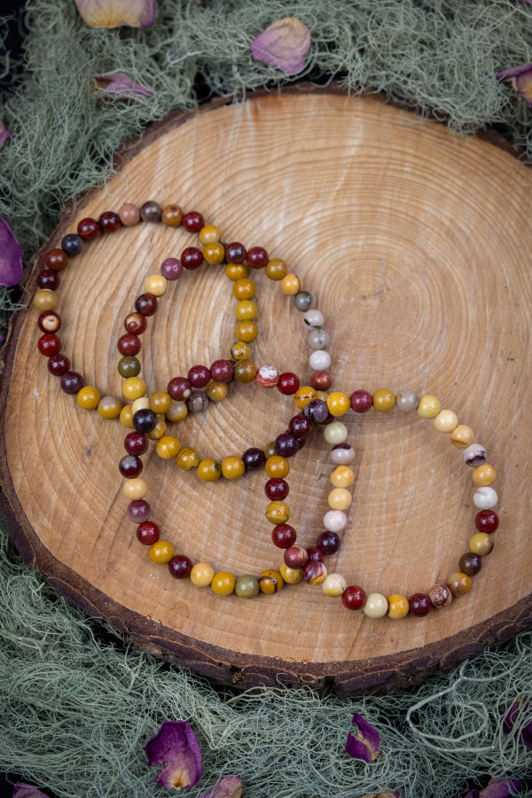 Mookaite Jasper Bracelet 6mm Beads, Natural Gemstone Healing Crystal Jewellery for Strength Grounding and Vitality