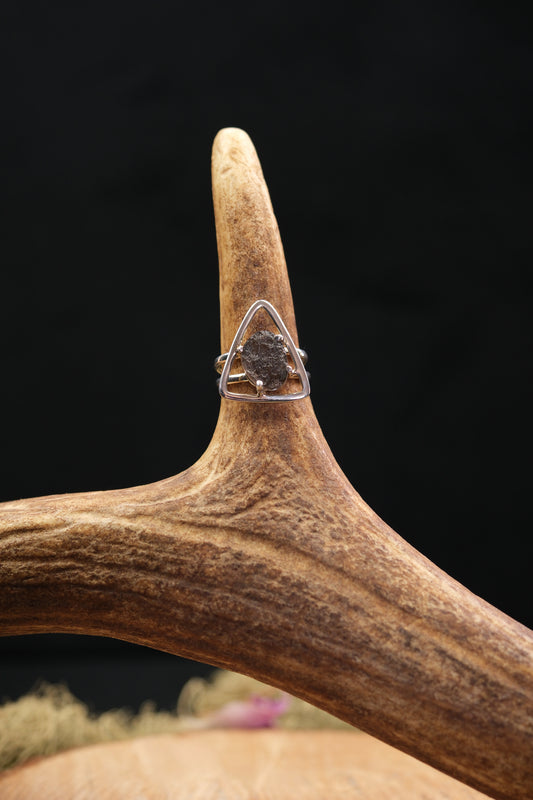 Raw Agni Manitite Triangle Sterling Silver Ring