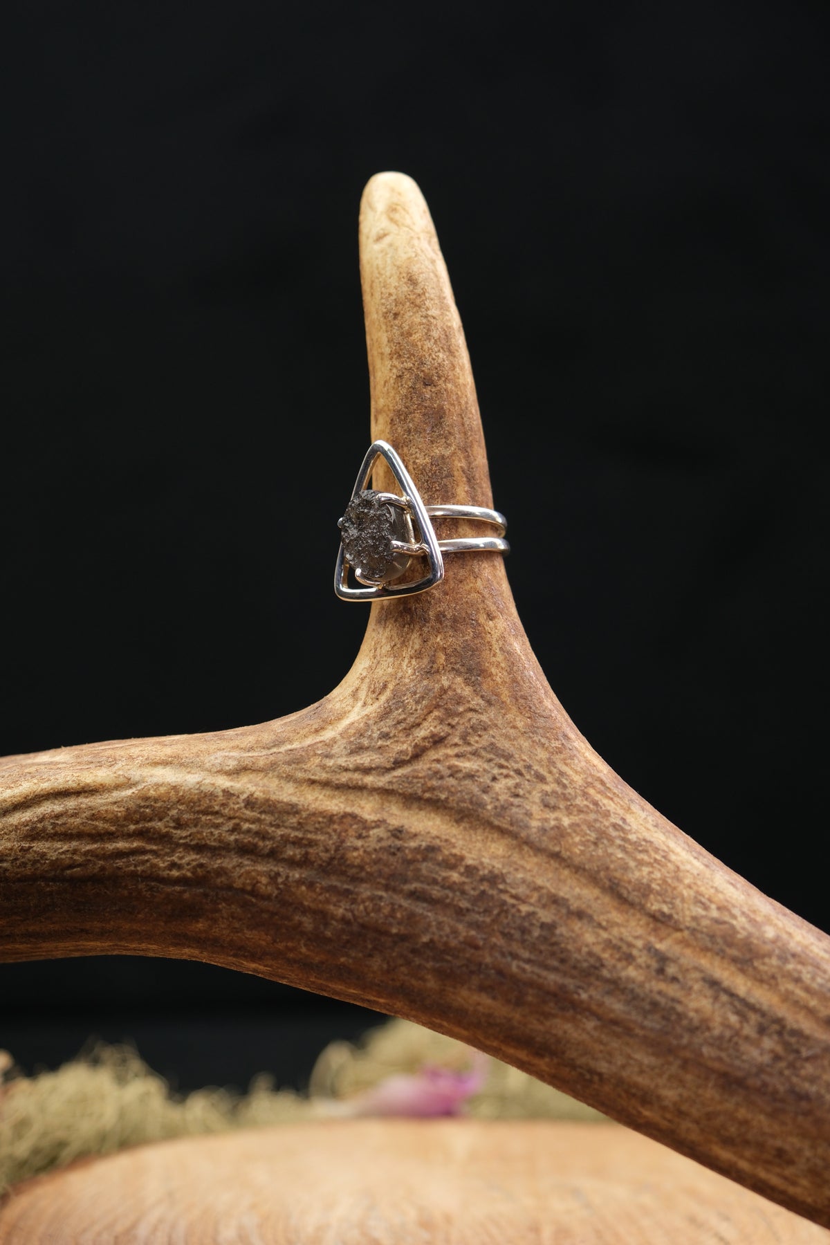 Raw Agni Manitite Triangle Sterling Silver Ring