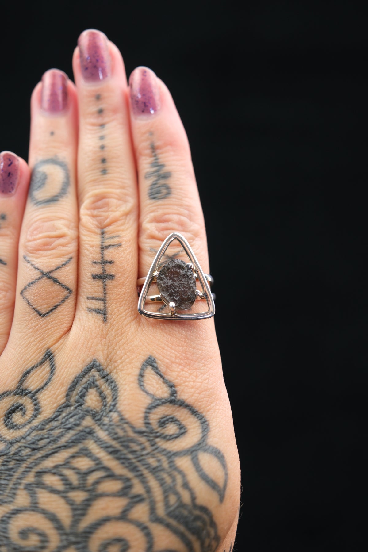 Raw Agni Manitite Triangle Sterling Silver Ring