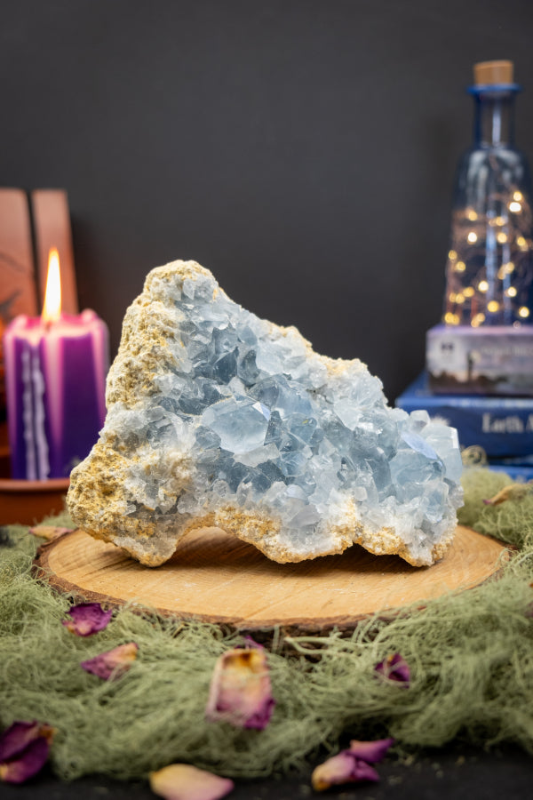 Celestite crystal, Celestite cluster, Crystal for calm, Healing crystal, Crystal for peace, Angel crystal.