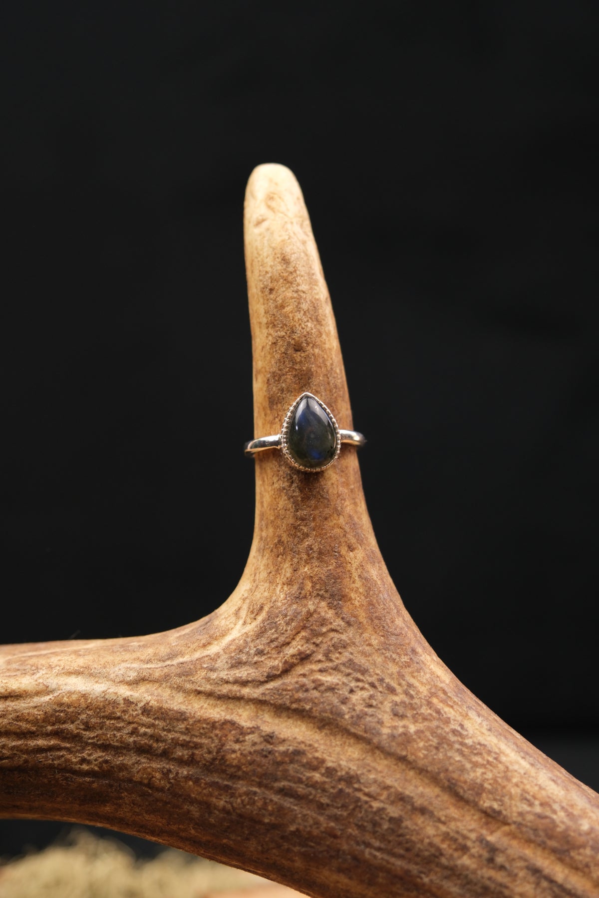 Labradorite Teardrop Sterling Silver Ring