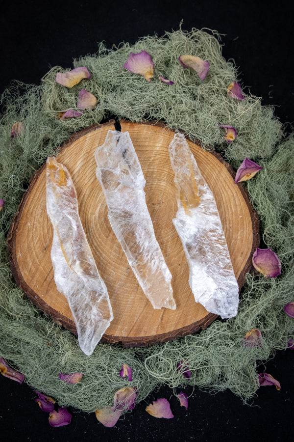 Rare Golden Etched Selenite Crystal, Natural Light Code Stone, Unique High Vibration Gem for Spiritual Awakening and Healing