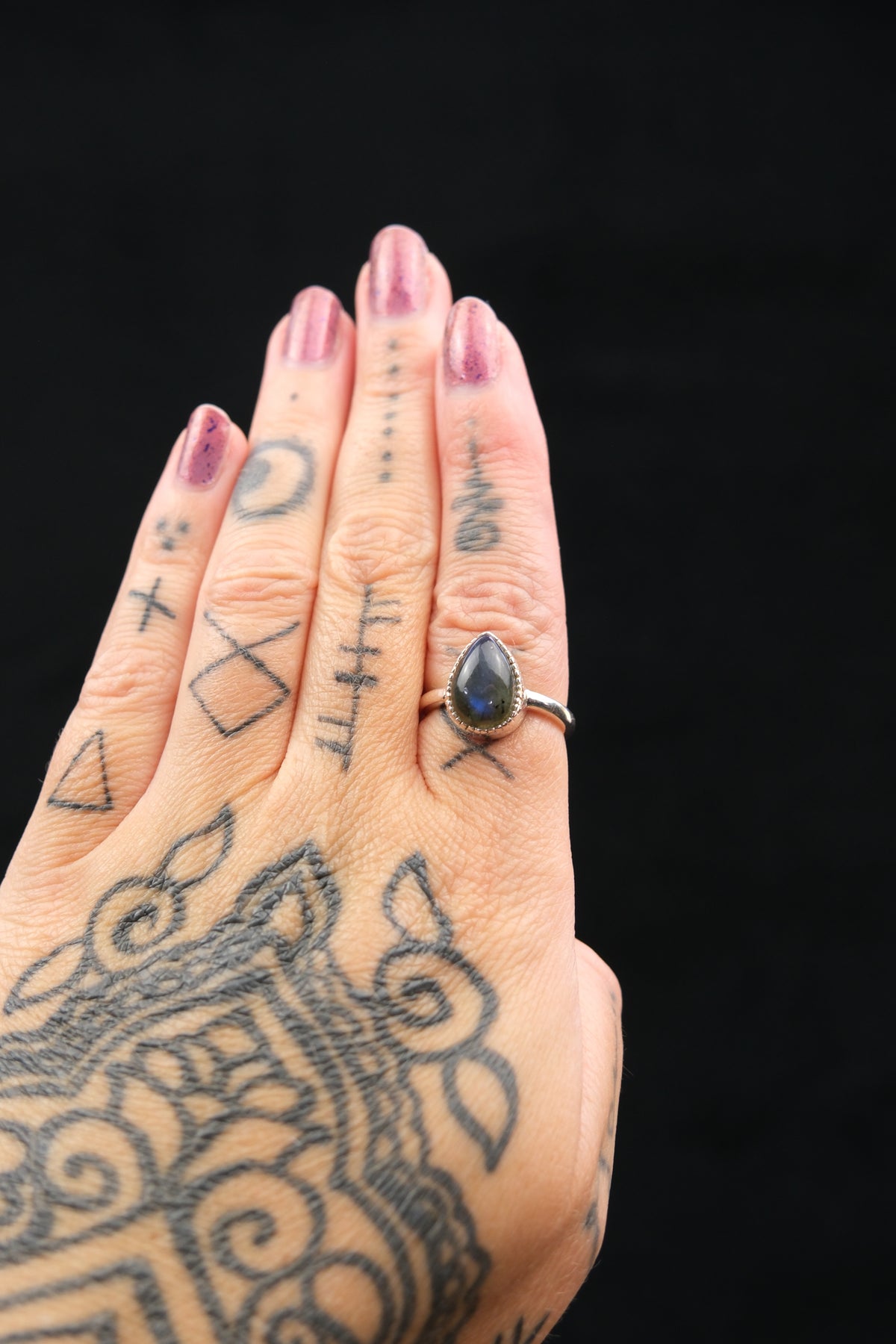 Labradorite Teardrop Sterling Silver Ring