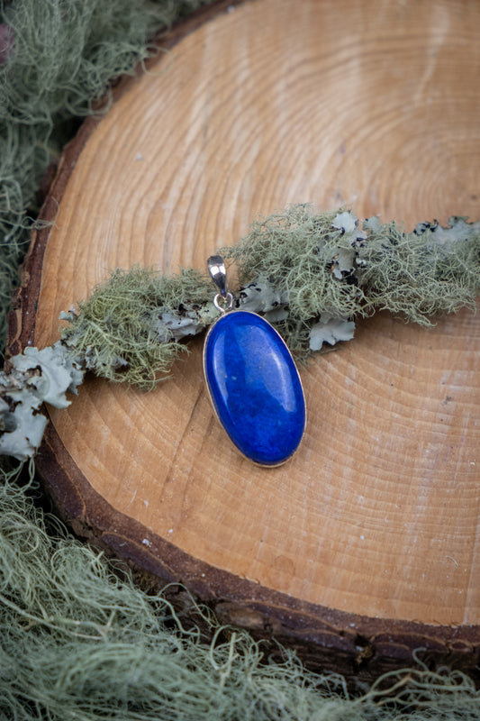 Lapis Lazuli Silver Pendant, Deep Blue Healing Stone, Intuition Crystal Jewellery, Handmade Gemstone Necklace, Spiritual Gift