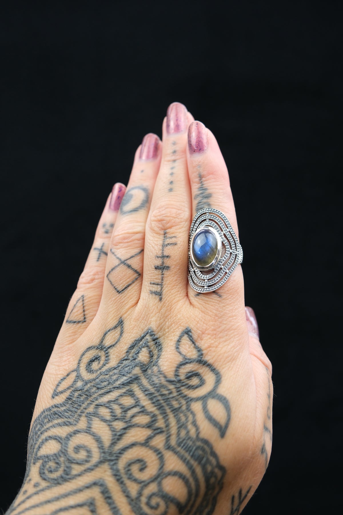 Labradorite Ornate Sterling Silver Ring