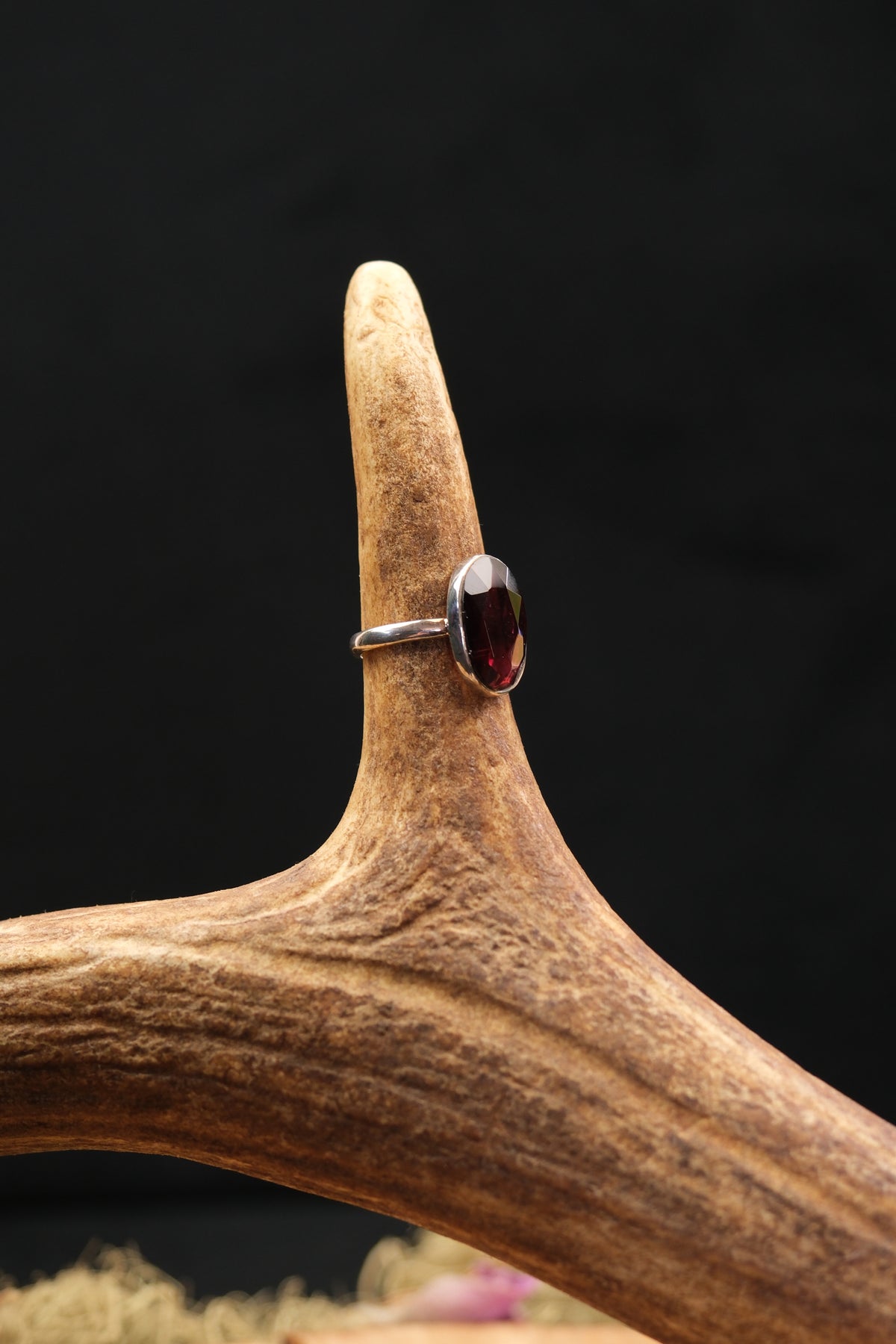 Faceted High Grade Garnet Ring