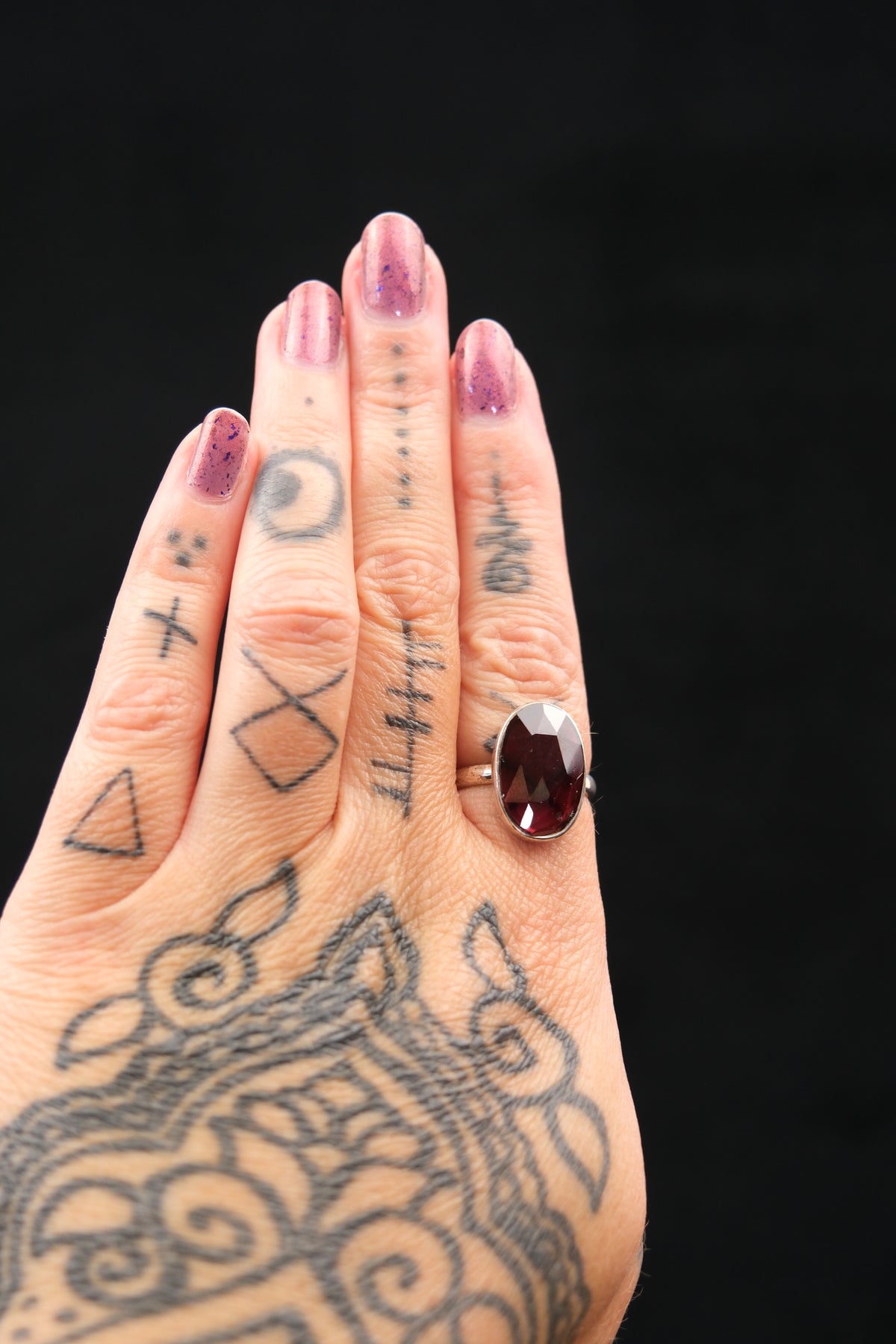 Faceted High Grade Garnet Ring