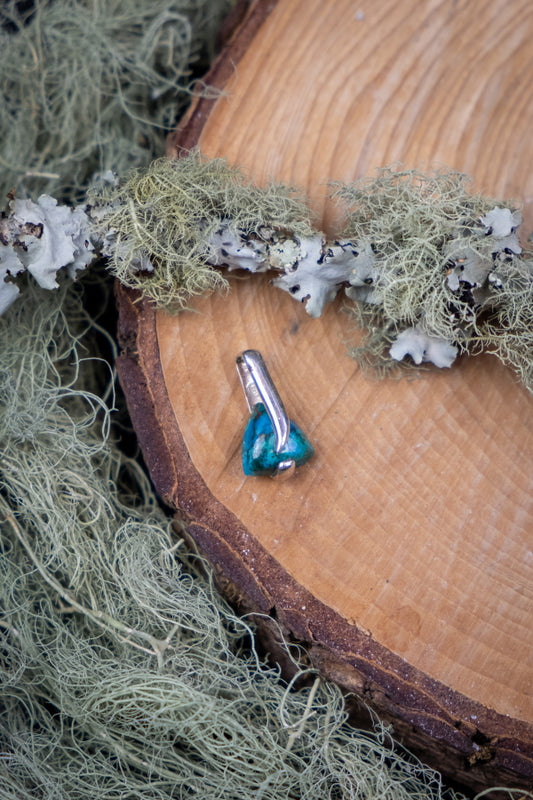 Silver Chrysocolla Pendant, Heart Healing Crystal Necklace, Soothing Blue Green Gemstone, Empowerment Stone for Emotional Balance & Calm