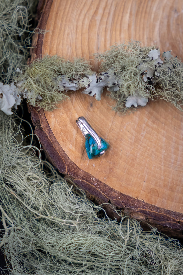 Silver Chrysocolla Pendant, Heart Healing Crystal Necklace, Soothing Blue Green Gemstone, Empowerment Stone for Emotional Balance & Calm