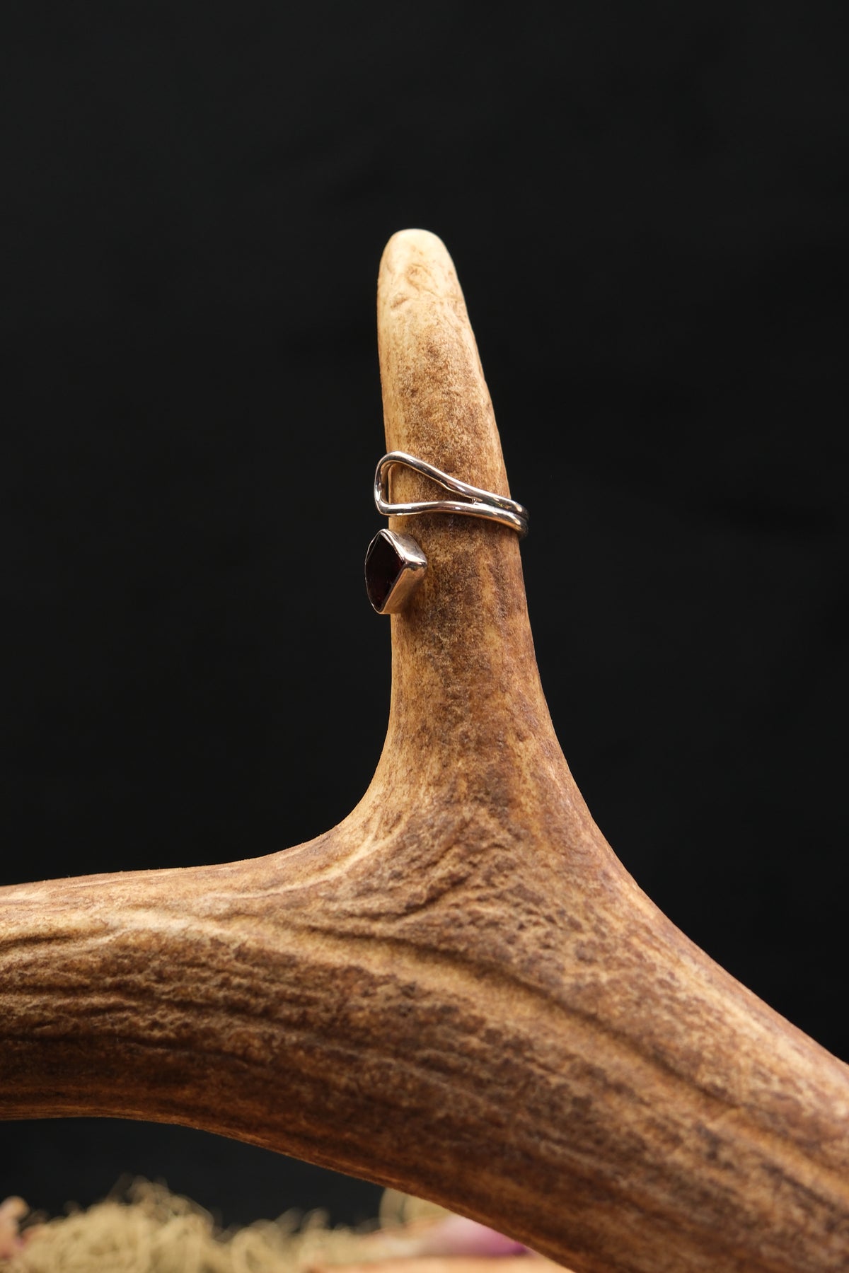 Garnet Adjustable Sterling Silver Ring