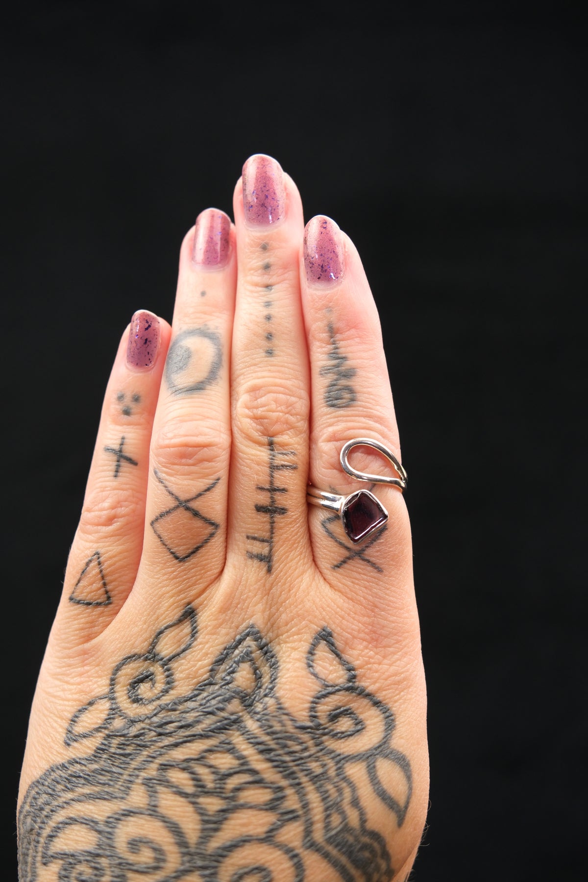 Garnet Adjustable Sterling Silver Ring