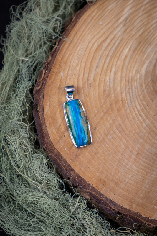 Indonesian Opal Silver Pendant, Blue Green Teardrop Gemstone Jewellery, Healing Crystal Stone Necklace, Unique Gift for Her