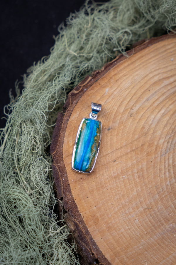 Indonesian Opal Silver Pendant, Blue Green Teardrop Gemstone Jewellery, Healing Crystal Stone Necklace, Unique Gift for Her