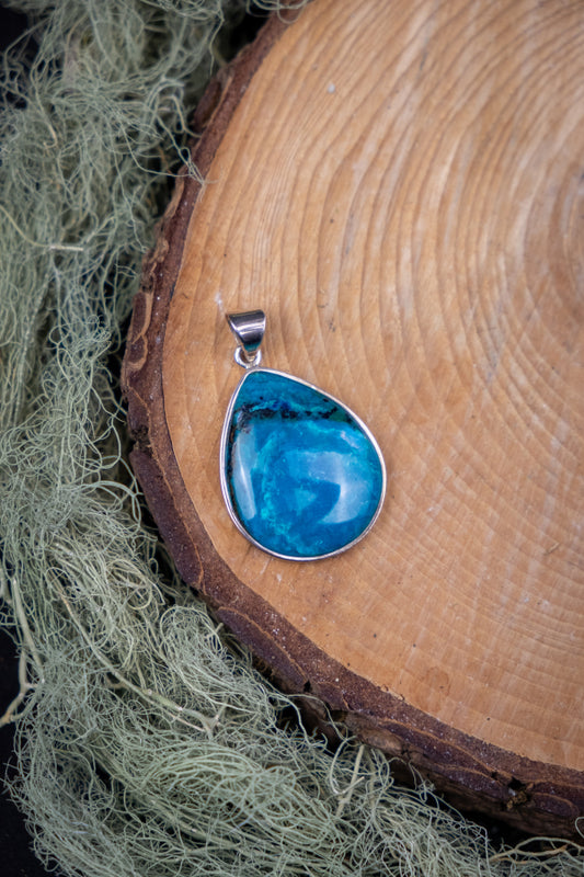 Indonesian Opal Silver Pendant, Blue Green Teardrop Gemstone Jewellery, Healing Crystal Stone Necklace, Unique Gift for Her