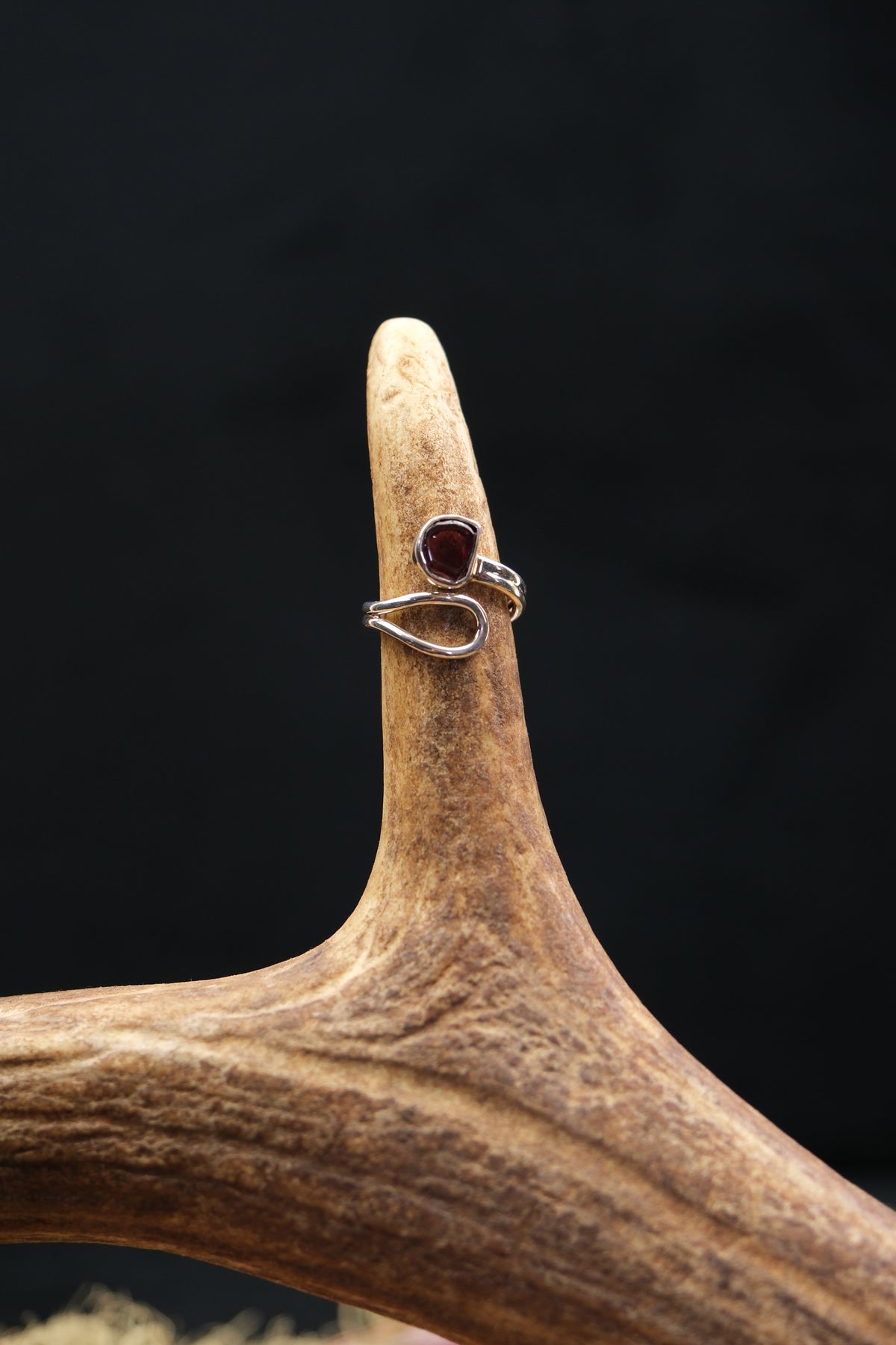 Garnet Adjustable Sterling Silver Ring