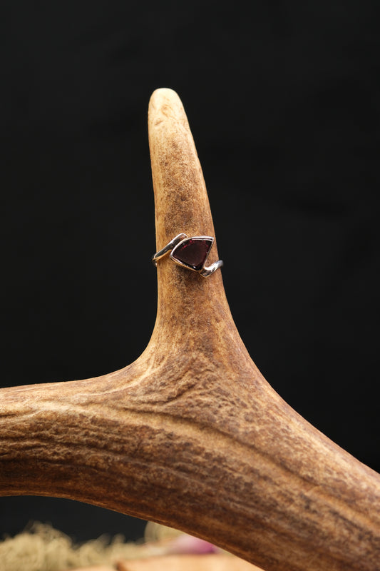 Angular Garnet Sterling Silver Ring