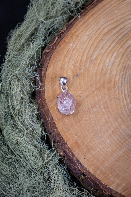 Raw Morganite Silver Pendant, Natural Pink Gemstone Necklace, Healing Crystal Jewellery, Heart Chakra Stone Gift