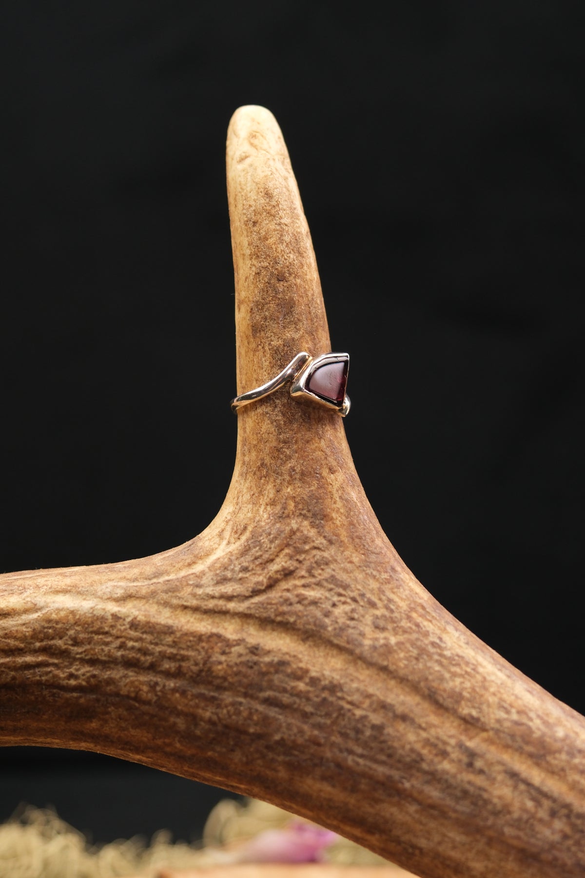 Angular Garnet Sterling Silver Ring