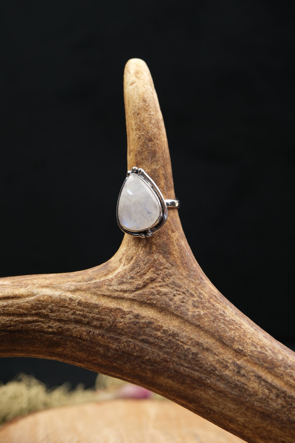 High Grade Rainbow Moonstone Sterling Silver Ring