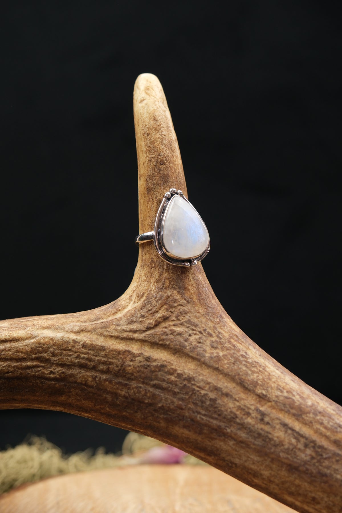 High Grade Rainbow Moonstone Sterling Silver Ring