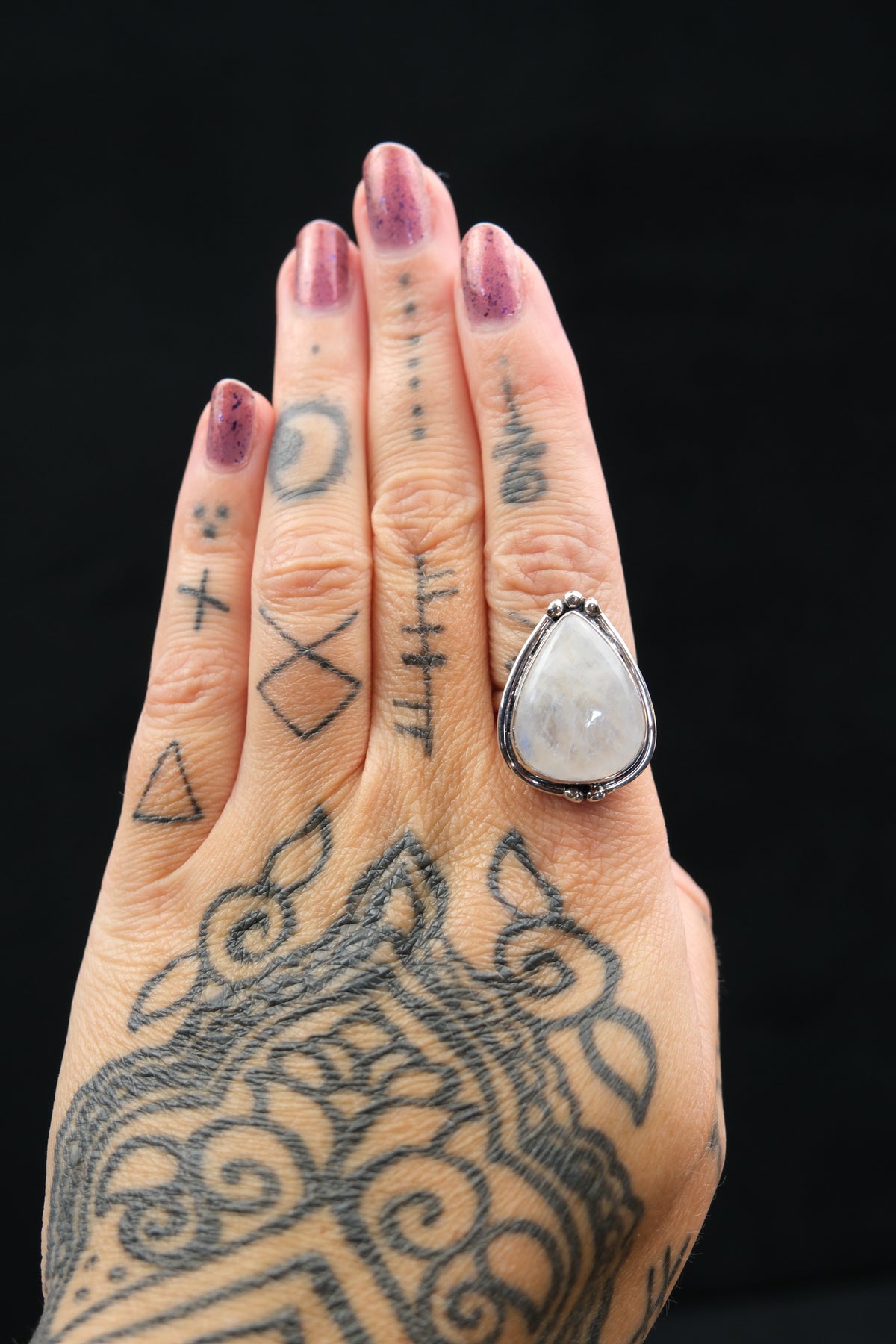 High Grade Rainbow Moonstone Sterling Silver Ring