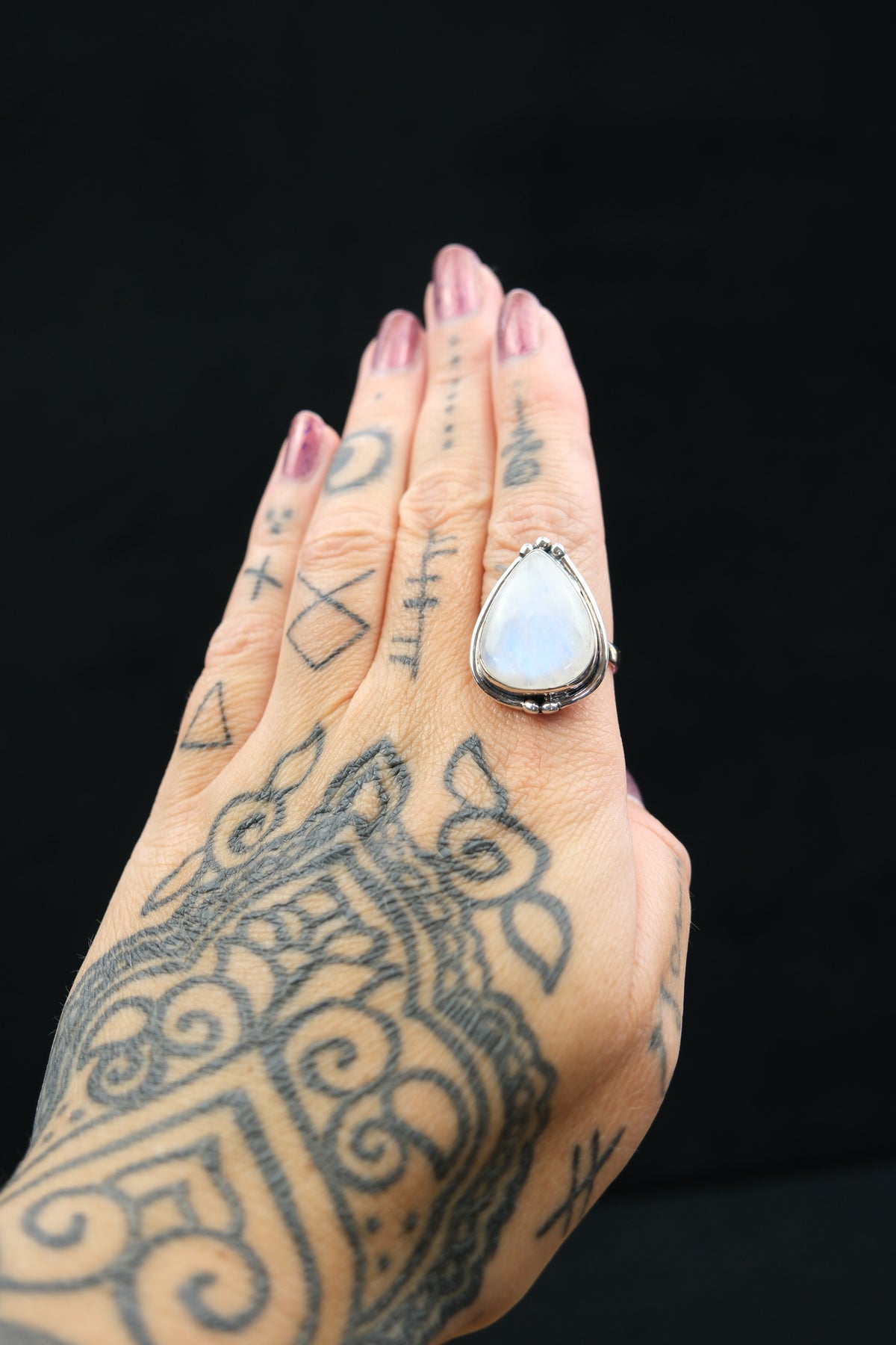 High Grade Rainbow Moonstone Sterling Silver Ring
