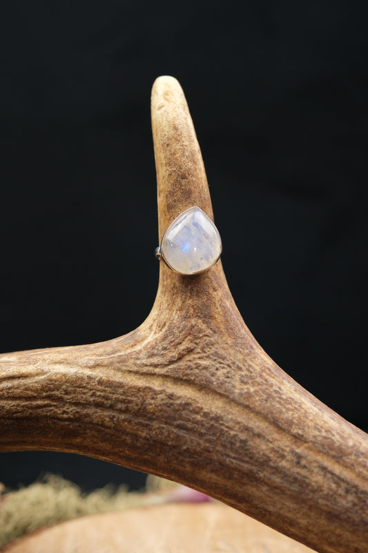 Exceptional High Grade Rainbow Moonstone Ring