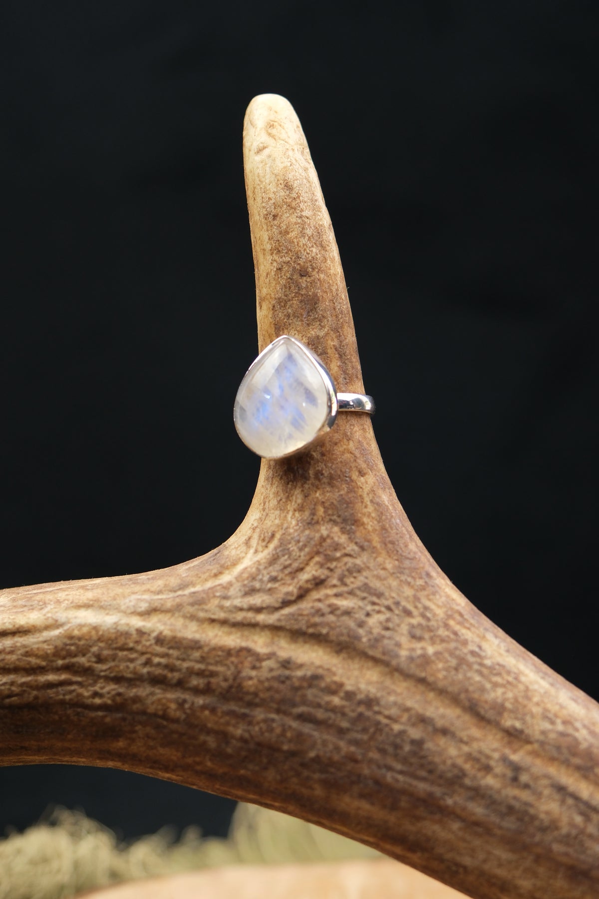 Exceptional High Grade Rainbow Moonstone Ring