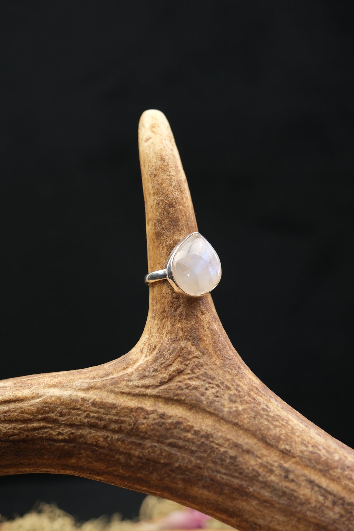 Exceptional High Grade Rainbow Moonstone Ring