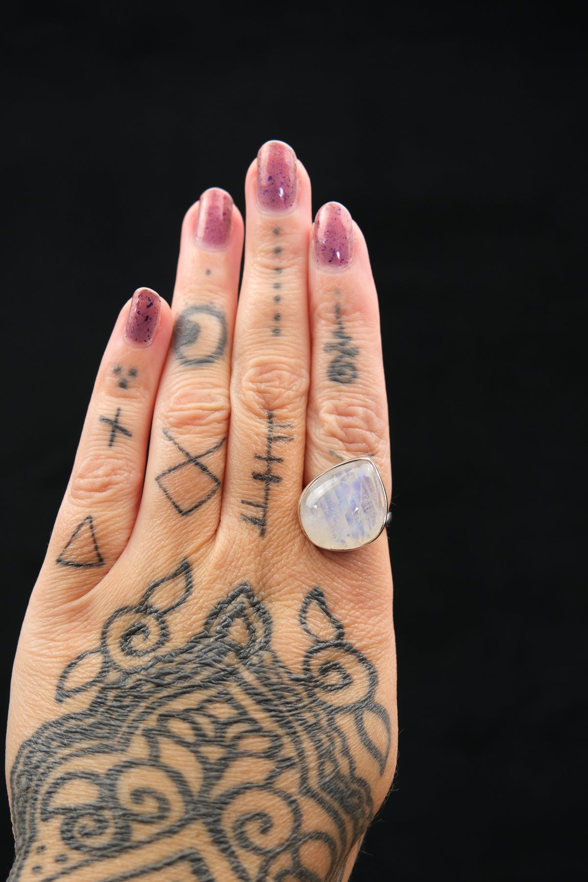 Exceptional High Grade Rainbow Moonstone Ring