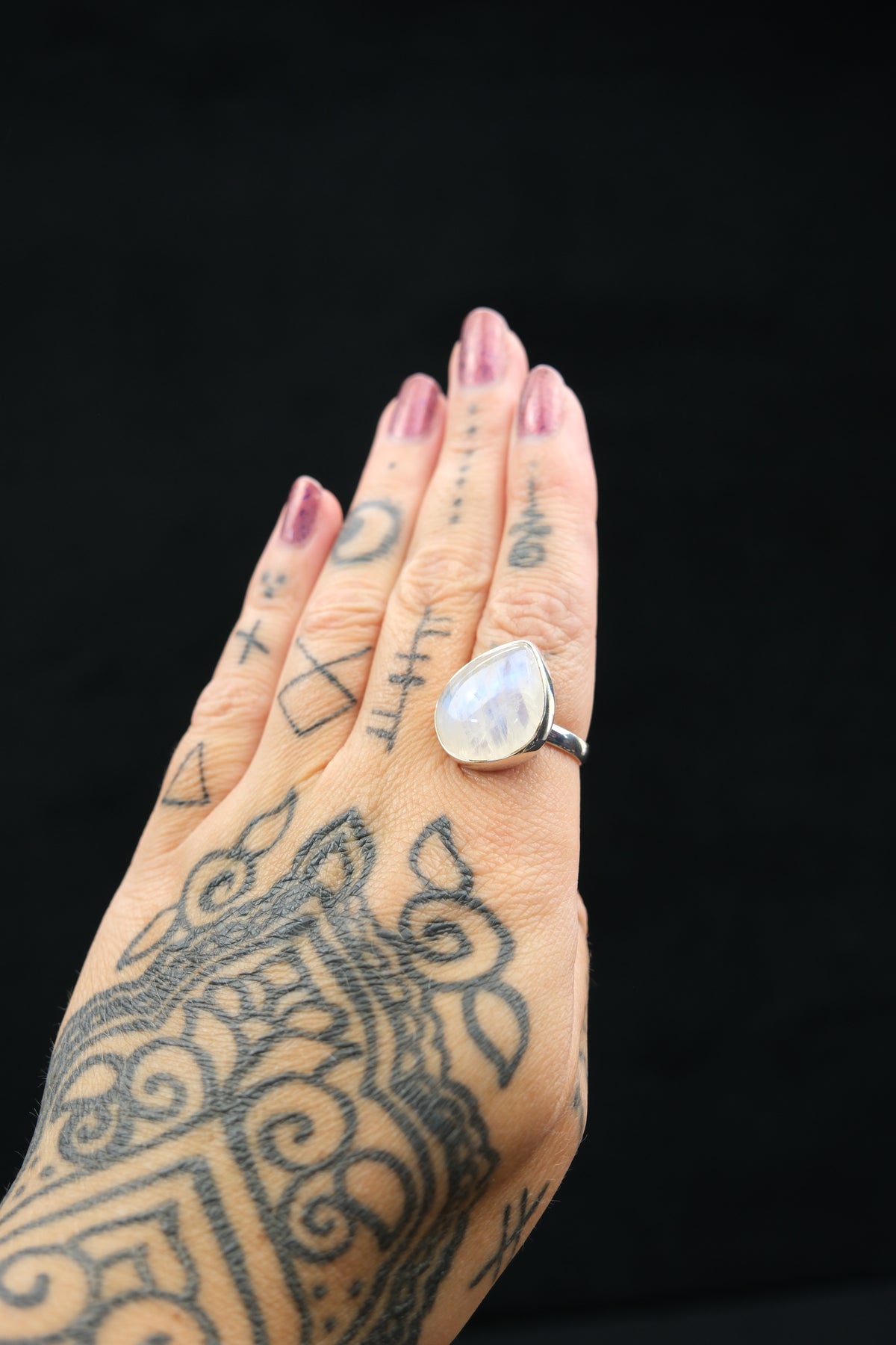 Exceptional High Grade Rainbow Moonstone Ring