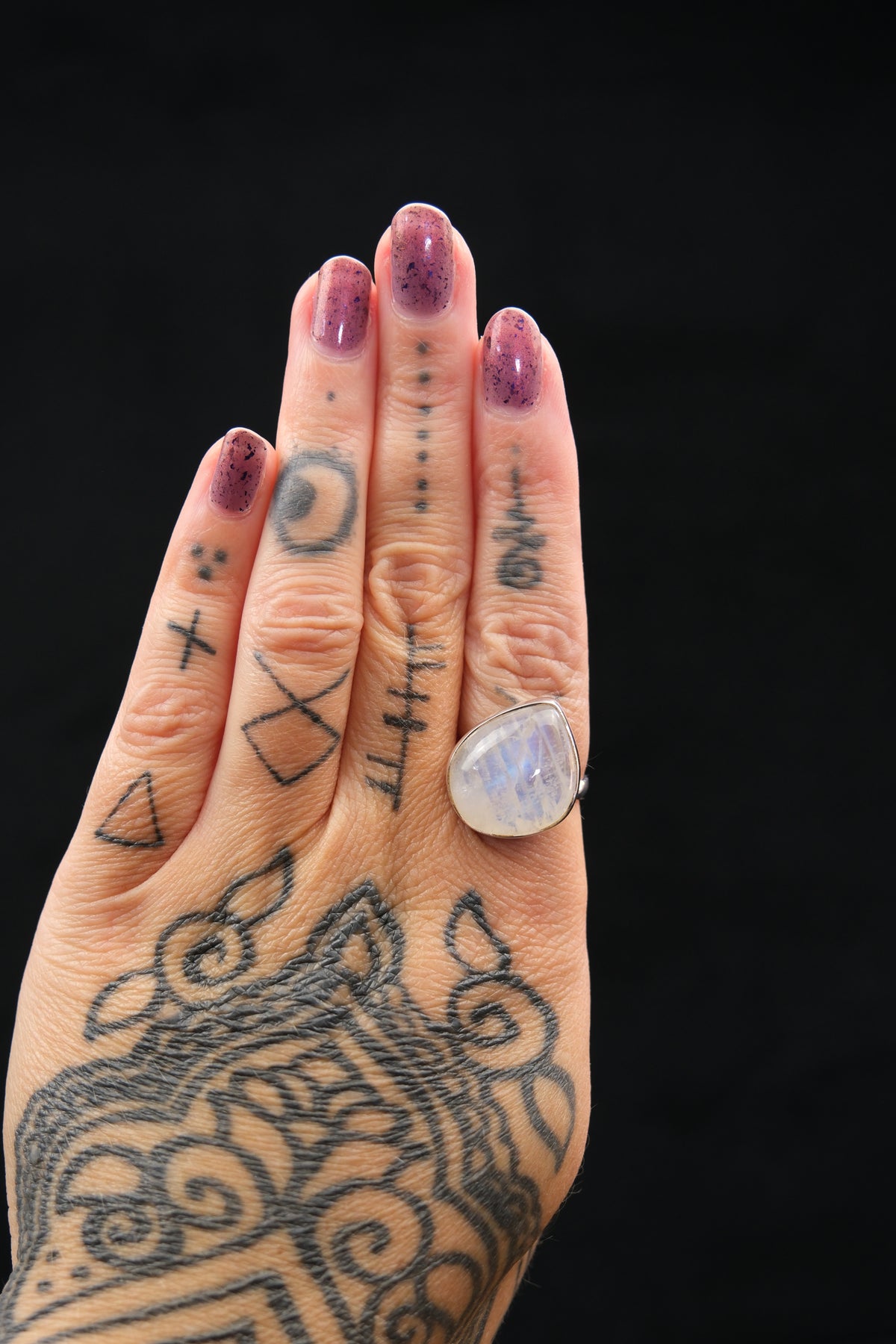 Exceptional High Grade Rainbow Moonstone Ring