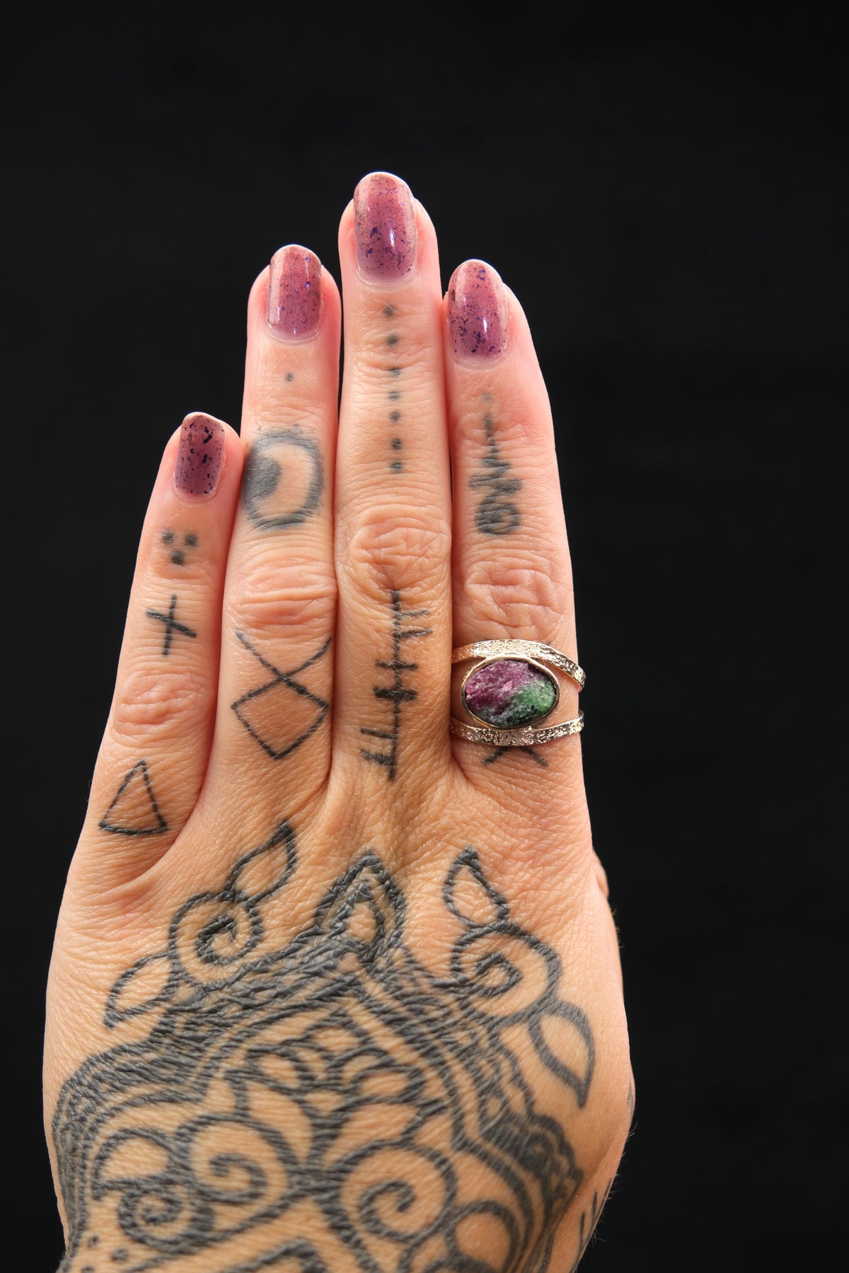 Raw Ruby Zoisite Sterling Silver Ring