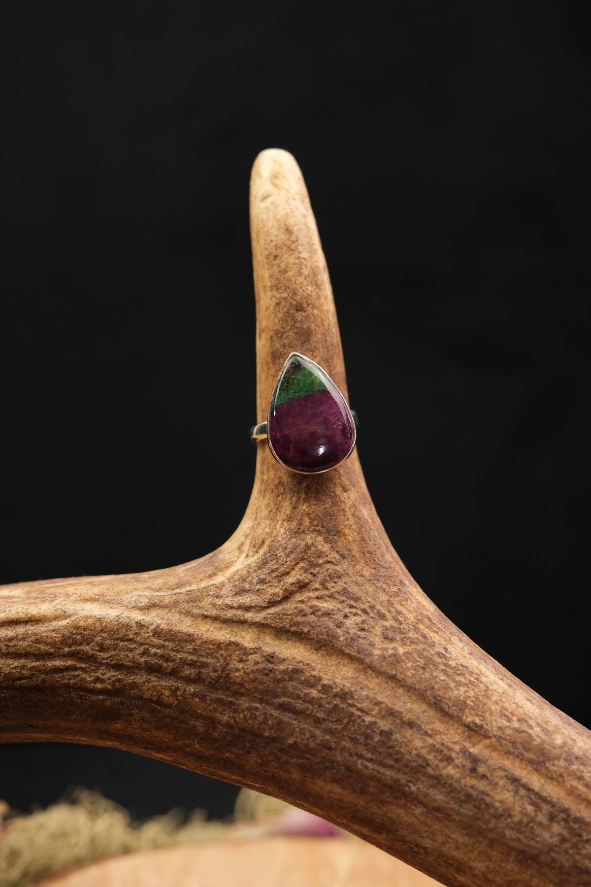 Polished Ruby Zoisite Sterling Silver Ring
