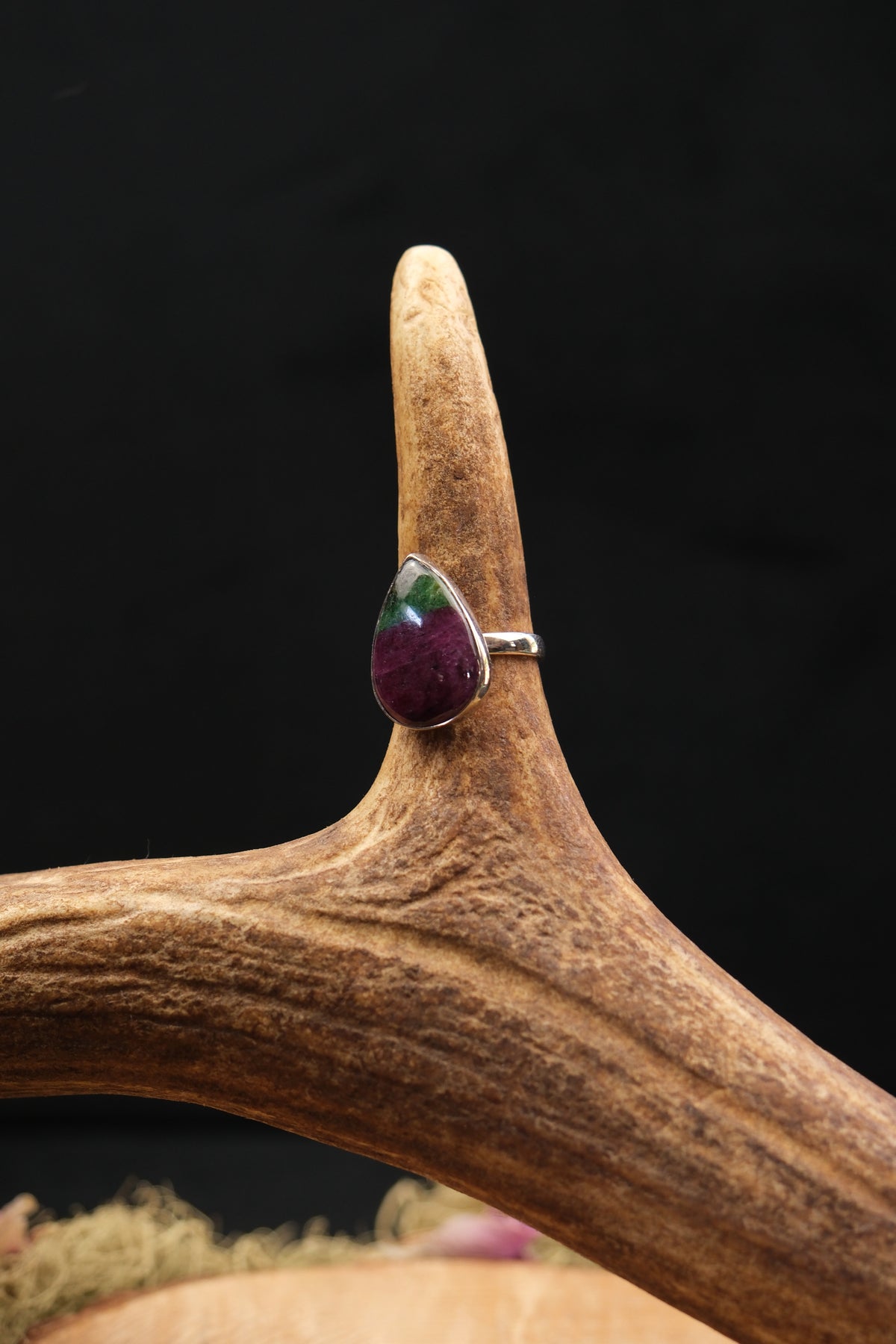 Polished Ruby Zoisite Sterling Silver Ring