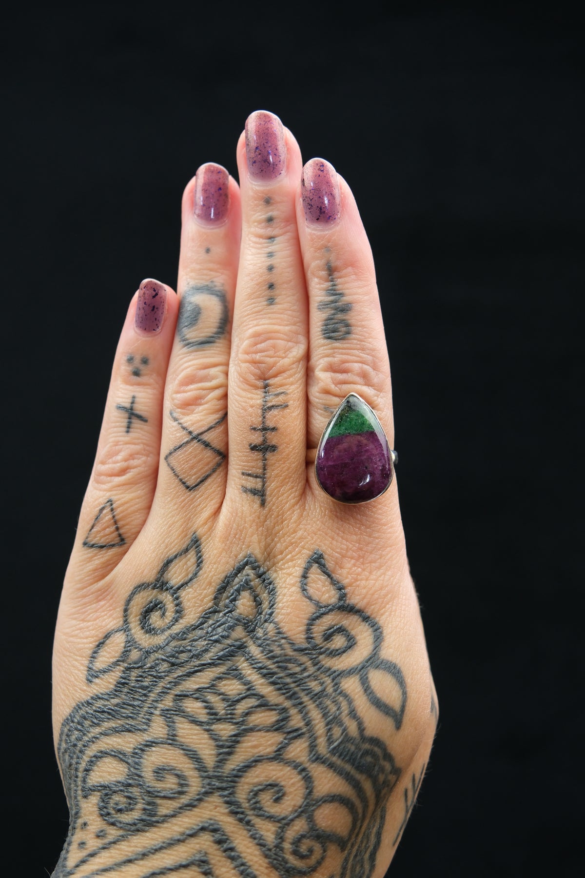 Polished Ruby Zoisite Sterling Silver Ring