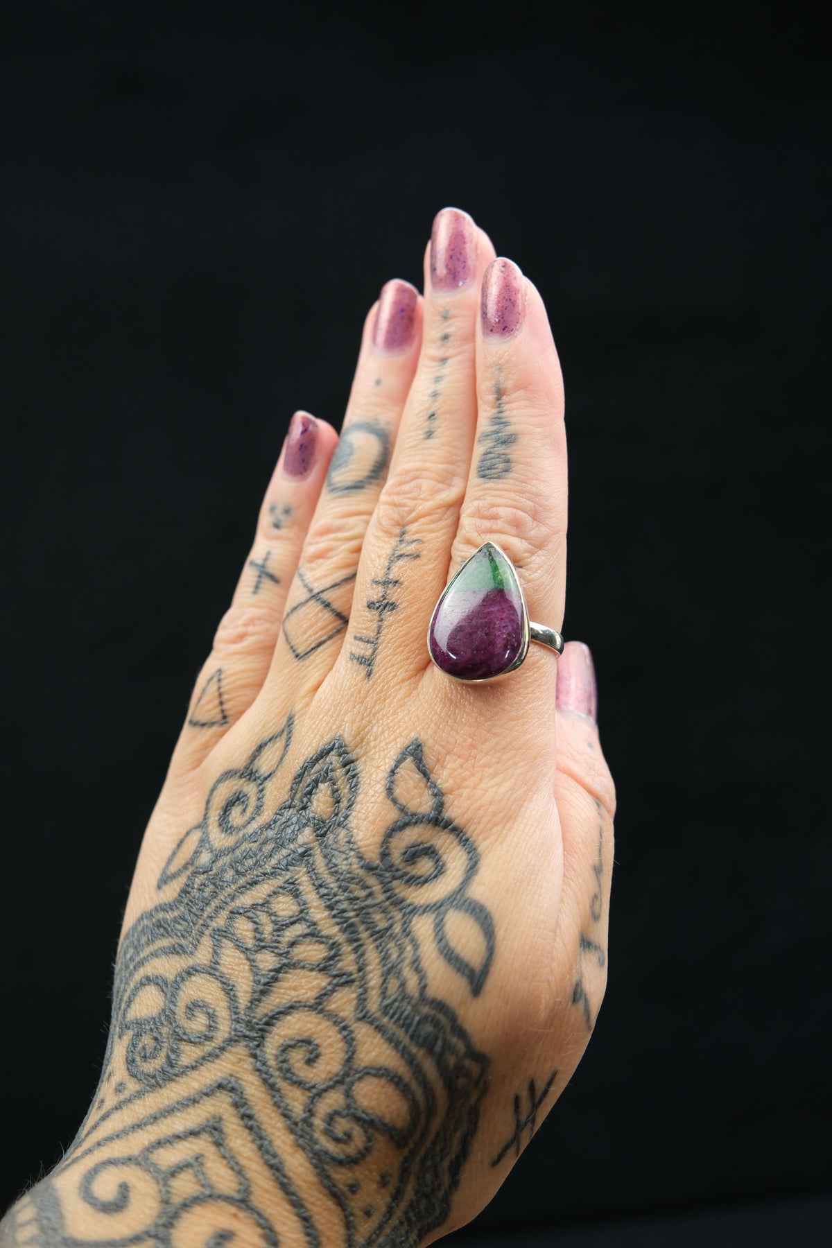 Polished Ruby Zoisite Sterling Silver Ring