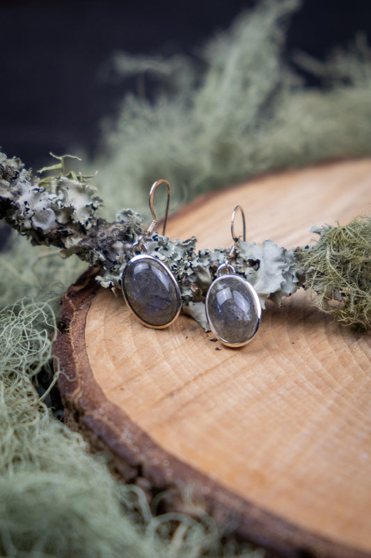 Flashy Blue Labradorite Silver Drop Earrings Crystal Gemstone Jewellery for Intuition Protection and Energy Balance